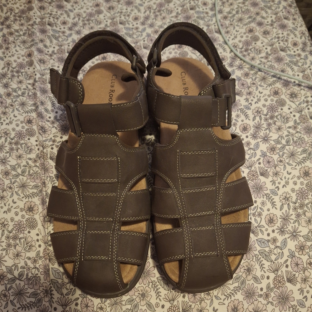 Brown Leather Sandals by Club Room